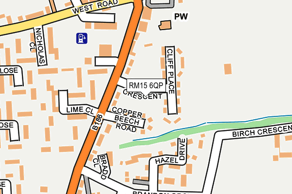 RM15 6QP map - OS OpenMap – Local (Ordnance Survey)