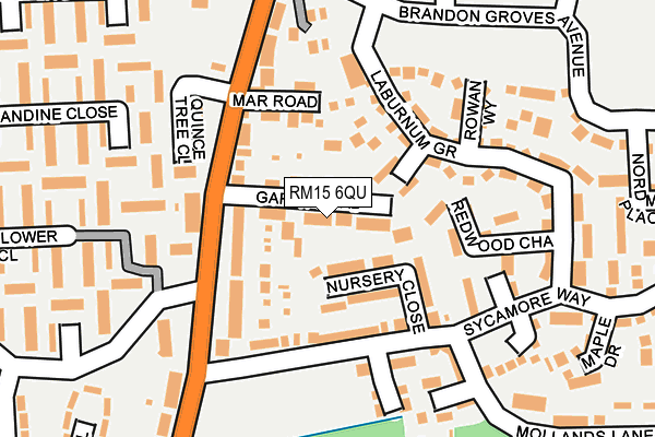 RM15 6QU map - OS OpenMap – Local (Ordnance Survey)