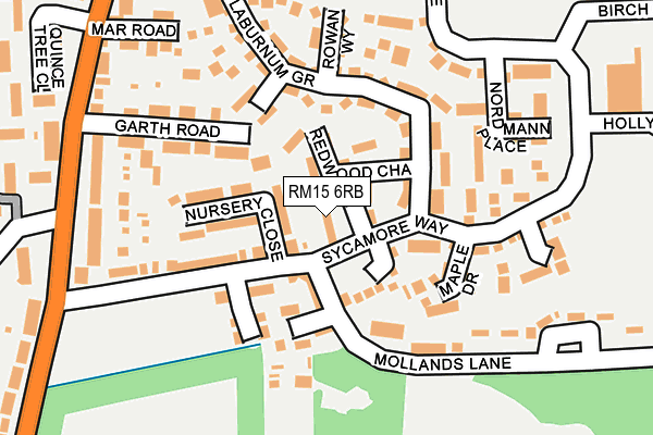 RM15 6RB map - OS OpenMap – Local (Ordnance Survey)