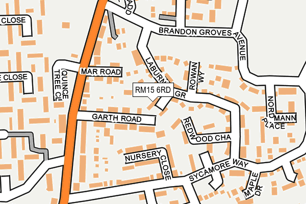 RM15 6RD map - OS OpenMap – Local (Ordnance Survey)