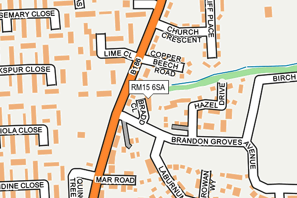 RM15 6SA map - OS OpenMap – Local (Ordnance Survey)