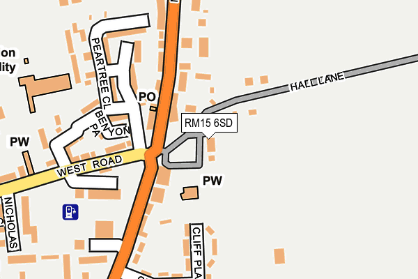 RM15 6SD map - OS OpenMap – Local (Ordnance Survey)