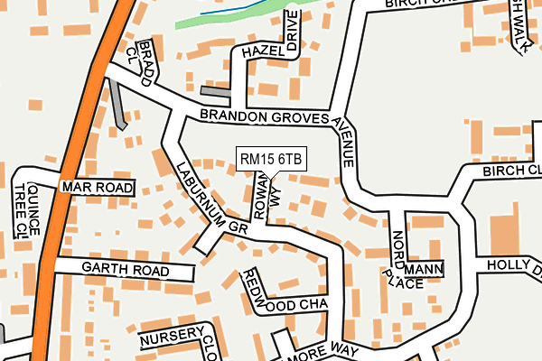 RM15 6TB map - OS OpenMap – Local (Ordnance Survey)