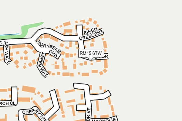 RM15 6TW map - OS OpenMap – Local (Ordnance Survey)