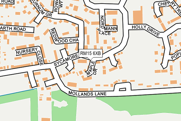 RM15 6XB map - OS OpenMap – Local (Ordnance Survey)