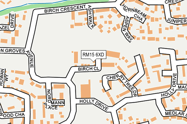 RM15 6XD map - OS OpenMap – Local (Ordnance Survey)