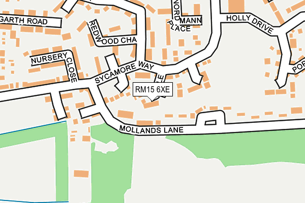 RM15 6XE map - OS OpenMap – Local (Ordnance Survey)