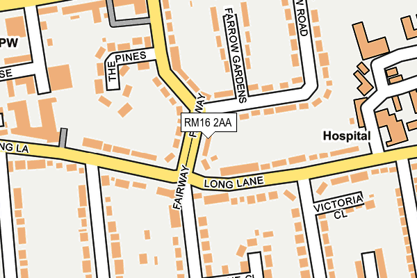 RM16 2AA map - OS OpenMap – Local (Ordnance Survey)