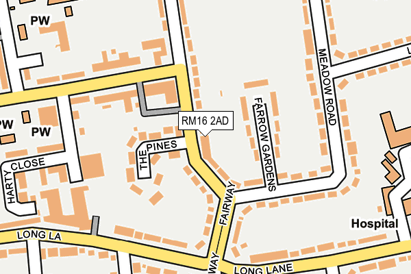 RM16 2AD map - OS OpenMap – Local (Ordnance Survey)