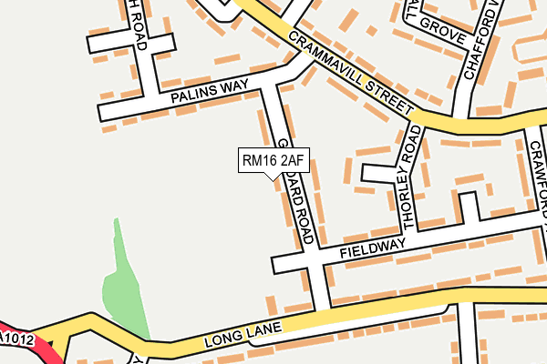 RM16 2AF map - OS OpenMap – Local (Ordnance Survey)