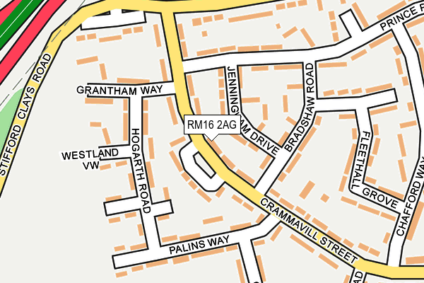 RM16 2AG map - OS OpenMap – Local (Ordnance Survey)