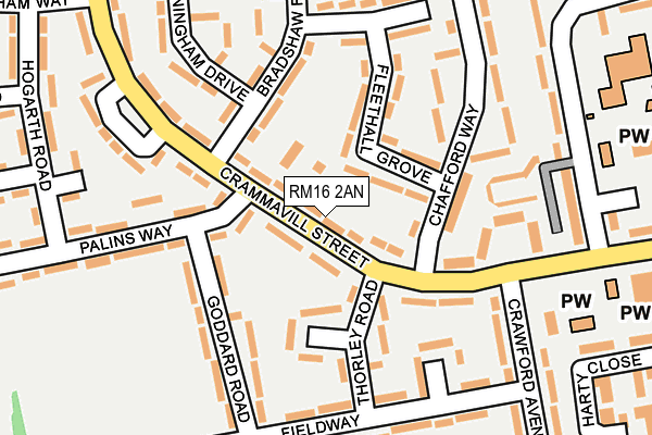 RM16 2AN map - OS OpenMap – Local (Ordnance Survey)