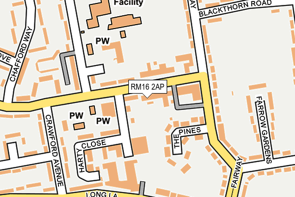 RM16 2AP map - OS OpenMap – Local (Ordnance Survey)