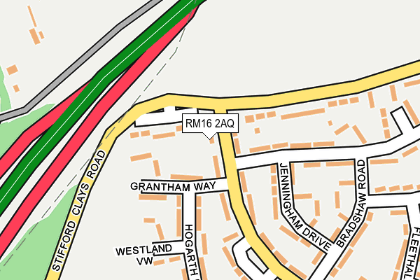 RM16 2AQ map - OS OpenMap – Local (Ordnance Survey)