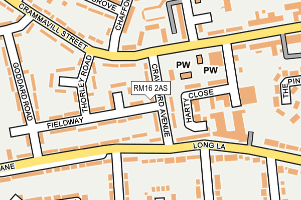 RM16 2AS map - OS OpenMap – Local (Ordnance Survey)