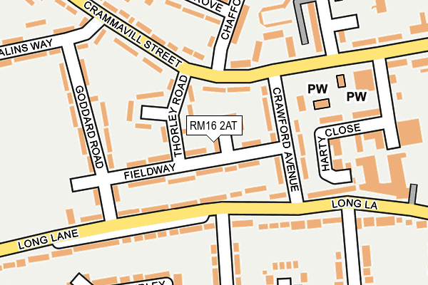 RM16 2AT map - OS OpenMap – Local (Ordnance Survey)