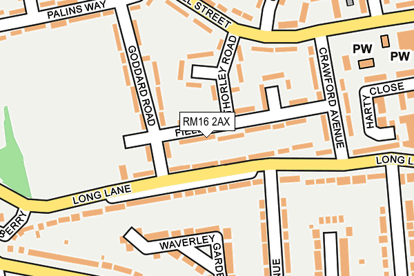 RM16 2AX map - OS OpenMap – Local (Ordnance Survey)