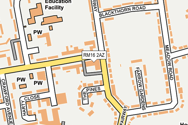 RM16 2AZ map - OS OpenMap – Local (Ordnance Survey)