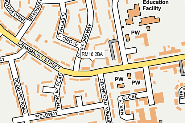 RM16 2BA map - OS OpenMap – Local (Ordnance Survey)