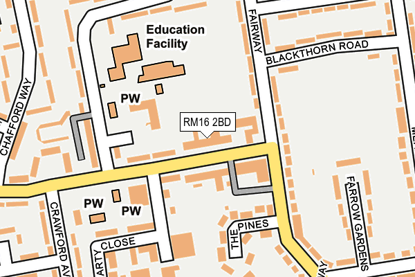 RM16 2BD map - OS OpenMap – Local (Ordnance Survey)