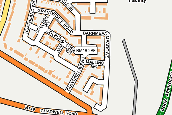 RM16 2BF map - OS OpenMap – Local (Ordnance Survey)