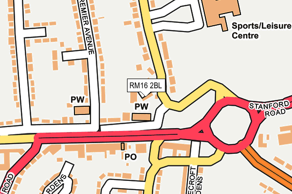 RM16 2BL map - OS OpenMap – Local (Ordnance Survey)