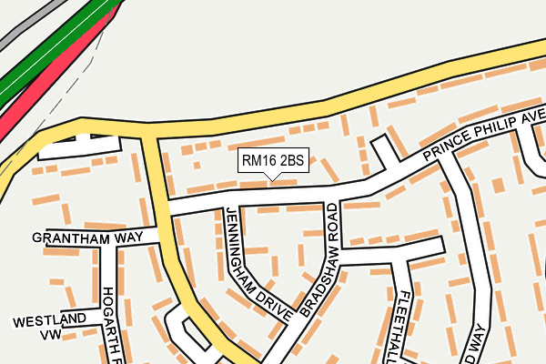 RM16 2BS map - OS OpenMap – Local (Ordnance Survey)