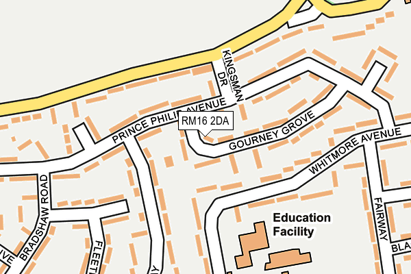 RM16 2DA map - OS OpenMap – Local (Ordnance Survey)