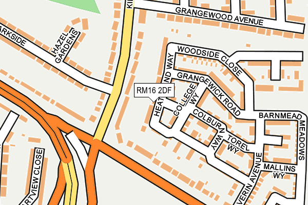 RM16 2DF map - OS OpenMap – Local (Ordnance Survey)