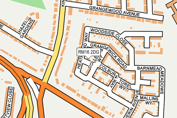 RM16 2DG map - OS OpenMap – Local (Ordnance Survey)