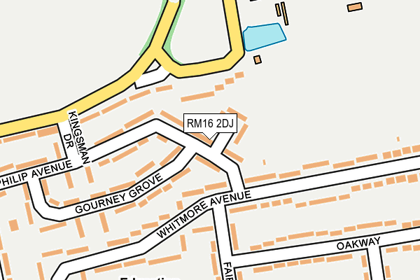 RM16 2DJ map - OS OpenMap – Local (Ordnance Survey)