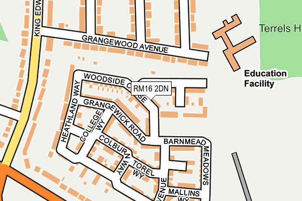RM16 2DN map - OS OpenMap – Local (Ordnance Survey)
