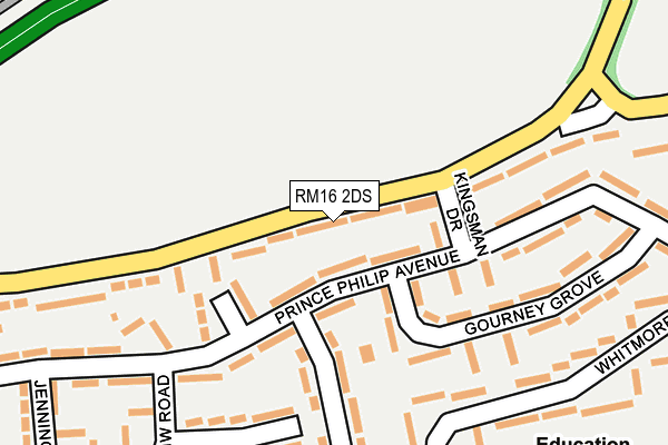 RM16 2DS map - OS OpenMap – Local (Ordnance Survey)