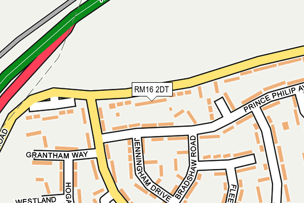 RM16 2DT map - OS OpenMap – Local (Ordnance Survey)