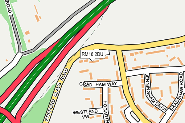 RM16 2DU map - OS OpenMap – Local (Ordnance Survey)