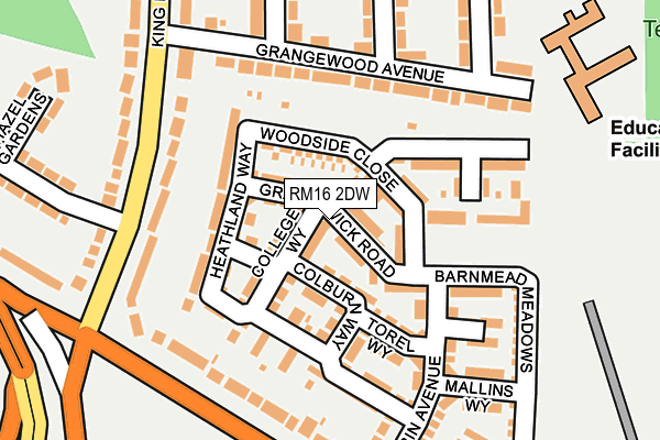 RM16 2DW map - OS OpenMap – Local (Ordnance Survey)
