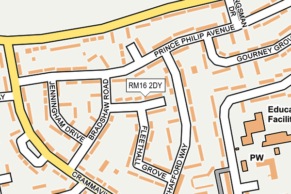 RM16 2DY map - OS OpenMap – Local (Ordnance Survey)