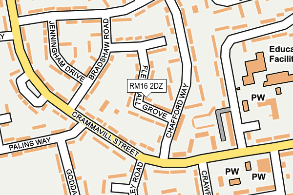 RM16 2DZ map - OS OpenMap – Local (Ordnance Survey)