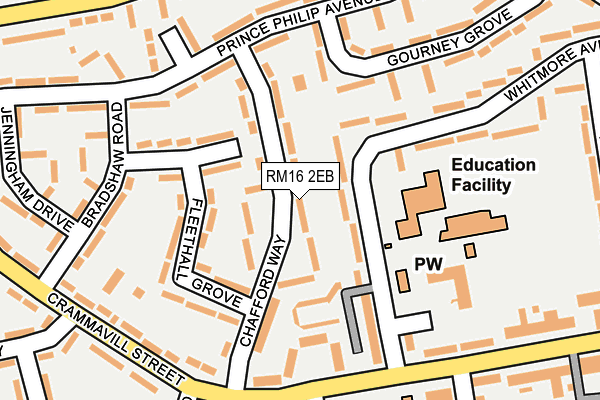 RM16 2EB map - OS OpenMap – Local (Ordnance Survey)