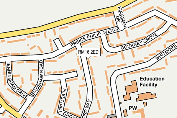 RM16 2ED map - OS OpenMap – Local (Ordnance Survey)
