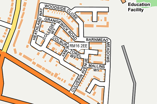RM16 2EE map - OS OpenMap – Local (Ordnance Survey)