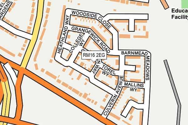 RM16 2EG map - OS OpenMap – Local (Ordnance Survey)