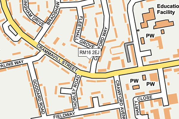 RM16 2EJ map - OS OpenMap – Local (Ordnance Survey)