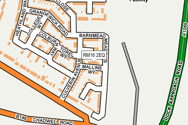 RM16 2EQ map - OS OpenMap – Local (Ordnance Survey)