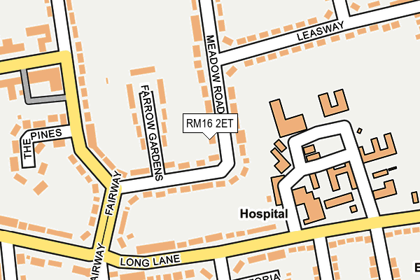 RM16 2ET map - OS OpenMap – Local (Ordnance Survey)