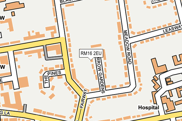RM16 2EU map - OS OpenMap – Local (Ordnance Survey)