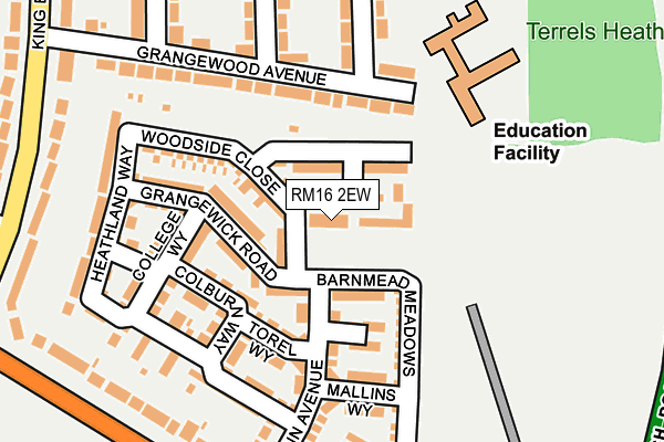 RM16 2EW map - OS OpenMap – Local (Ordnance Survey)