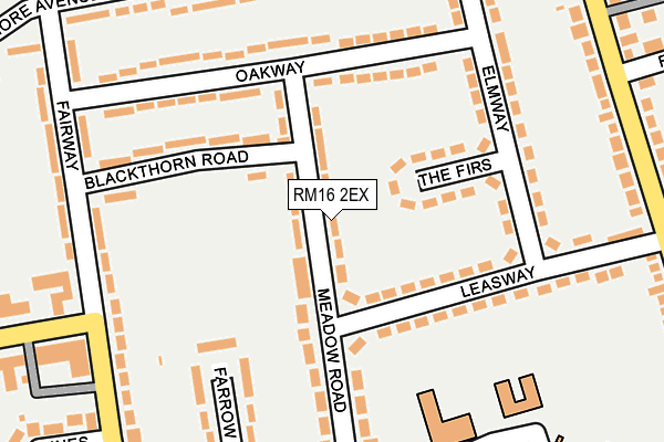 RM16 2EX map - OS OpenMap – Local (Ordnance Survey)