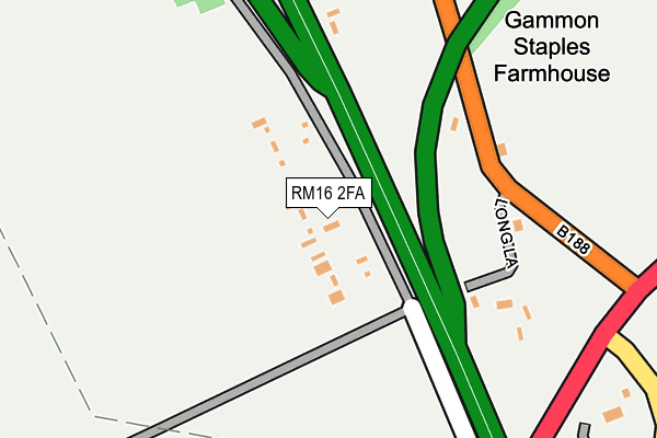 RM16 2FA map - OS OpenMap – Local (Ordnance Survey)