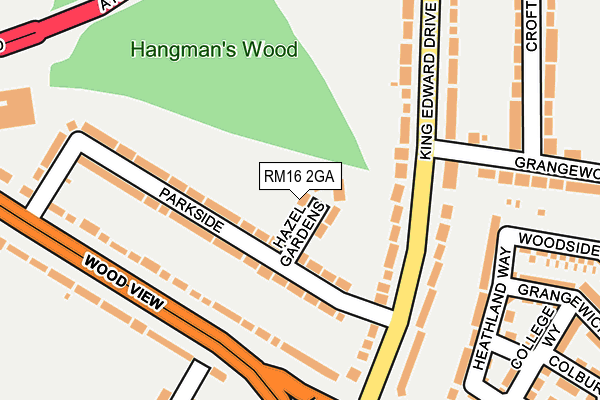 RM16 2GA map - OS OpenMap – Local (Ordnance Survey)